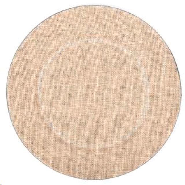 Rental store for BURLAP CHARGER PLATE 13 in Spartanburg SC