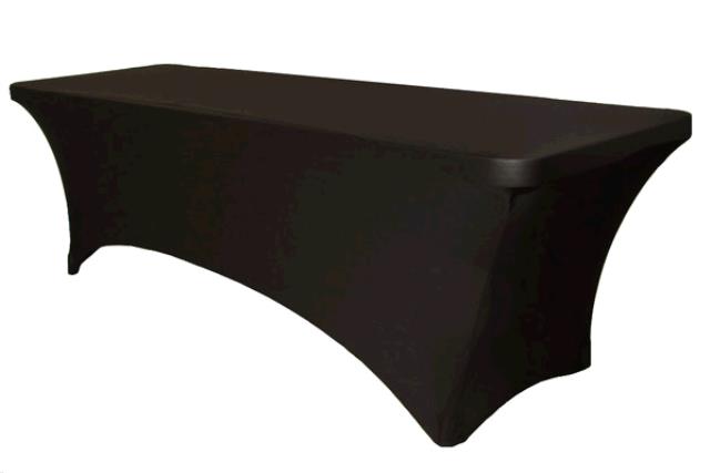 Rental store for 8  SPANDEX TABLE COVER - BLACK in Spartanburg SC