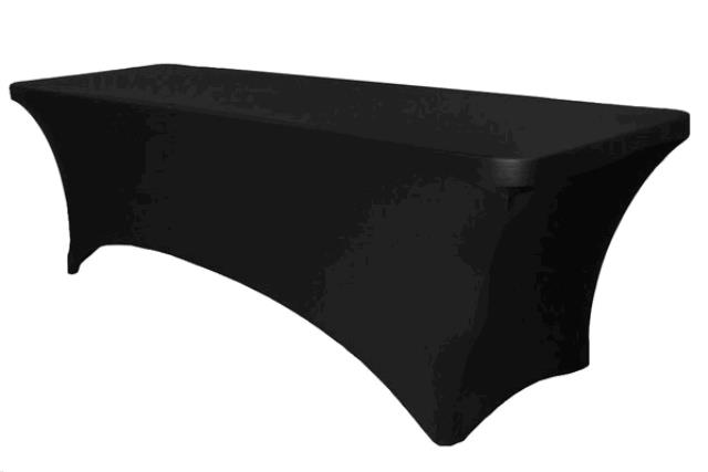 Rental store for 6  SPANDEX TABLE COVER - BLACK in Spartanburg SC